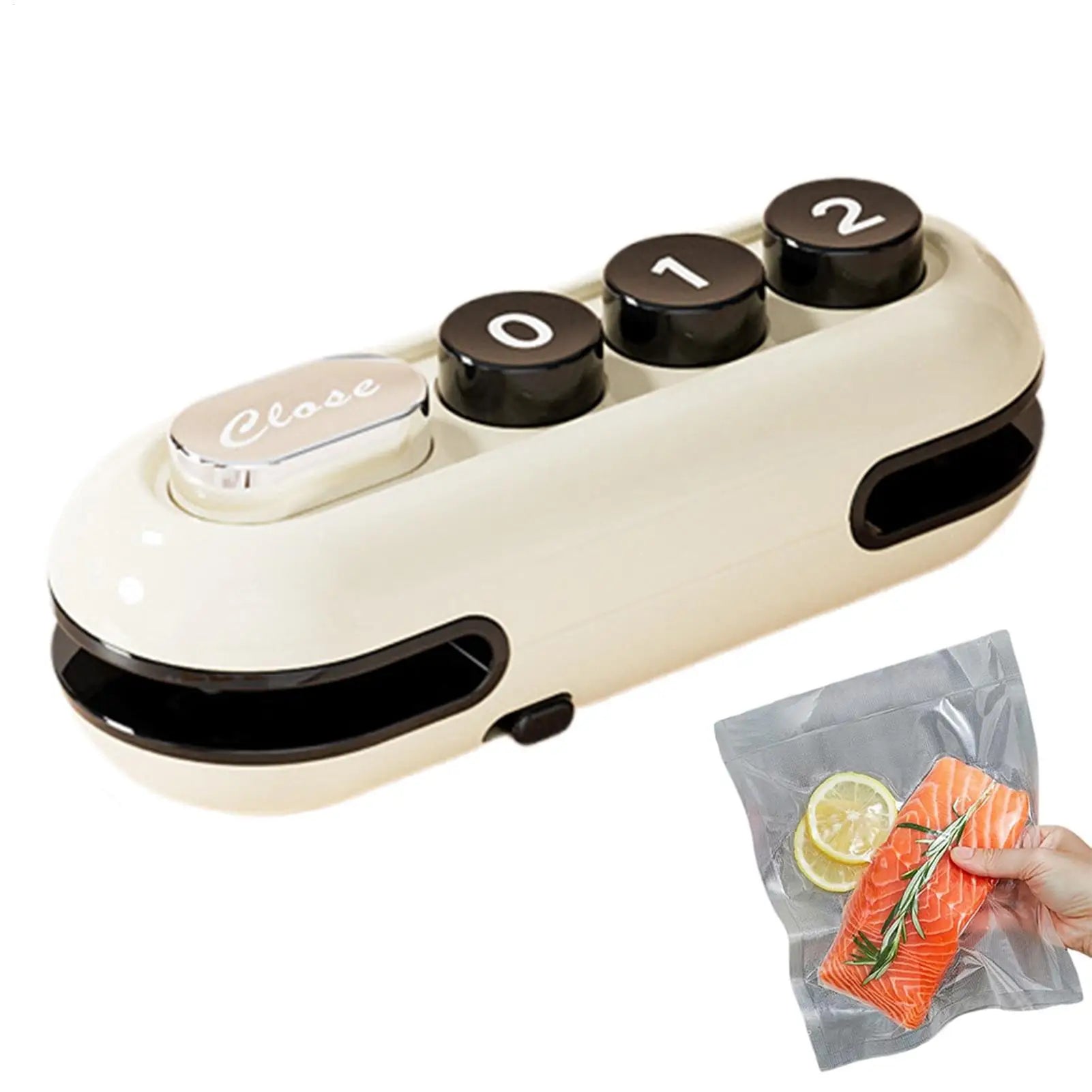 Sealing Machine with Cutter Rechargeable Kitchen Gadgets Bag Recloser with Magnet for Fridge for Snack Nuts Grains Candy Home Qme CN black