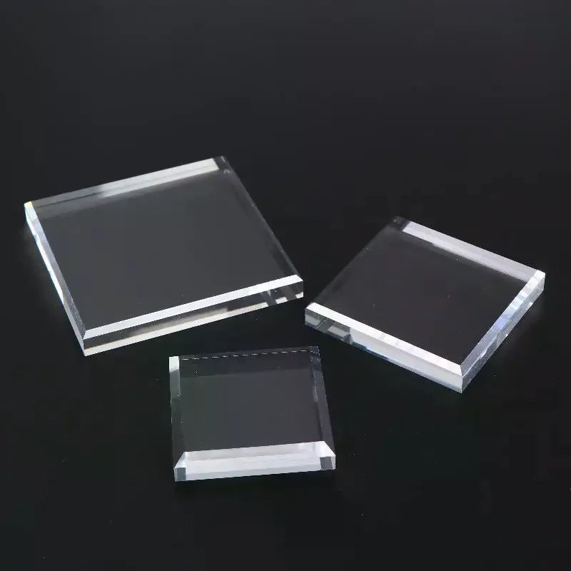 Transparent Square Crystal Glass Base Non Slip Bottom Stand for Jewelry Ring Necklace Display Craft Decor Qme