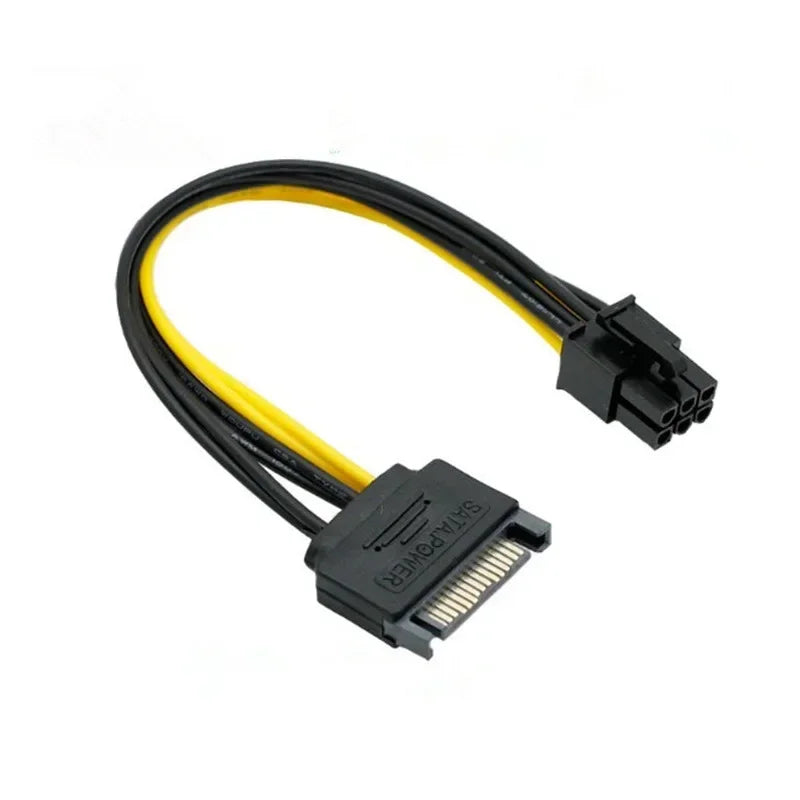 1pcs PCI-E Express Power Cable PSU Power Supply Sata To 6 Pin ATX 18AWG Adapter Riser for Bitcoin Miner Qme Yellow and black