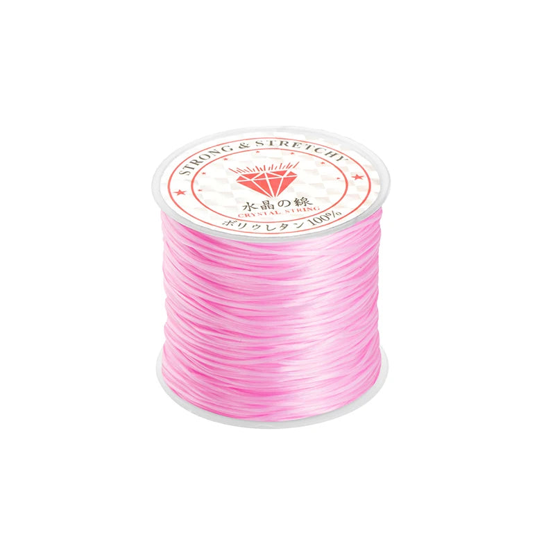 Stretchy Bracelet String 0.7mm Crystal Clear Elastic String Bead Cord for Bracelets, Necklaces, Crafts, Jewelry Making Supplies Qme Pink