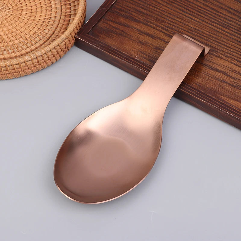 Fish Shape Spoon Rest Thickened Stainless Steel Tableware Spoon Shelf Buffet Clip Tray Hotel Restaurant Kitchen Utensil Holder Qme Rose Gold