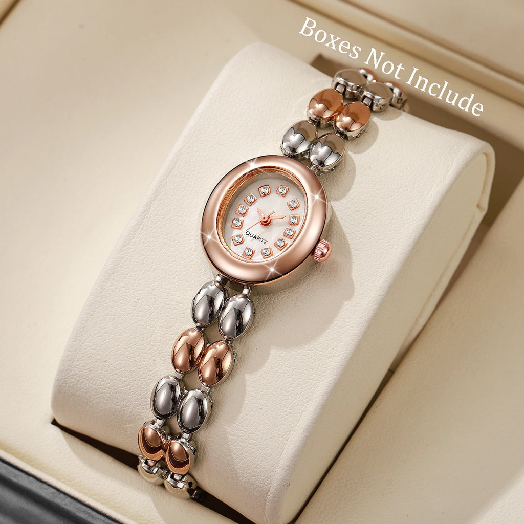 Moda strass feminino relógio de quartzo elegante pulseira relógio de pulso para senhoras reloj mujer (sem caixa) Qme Rose