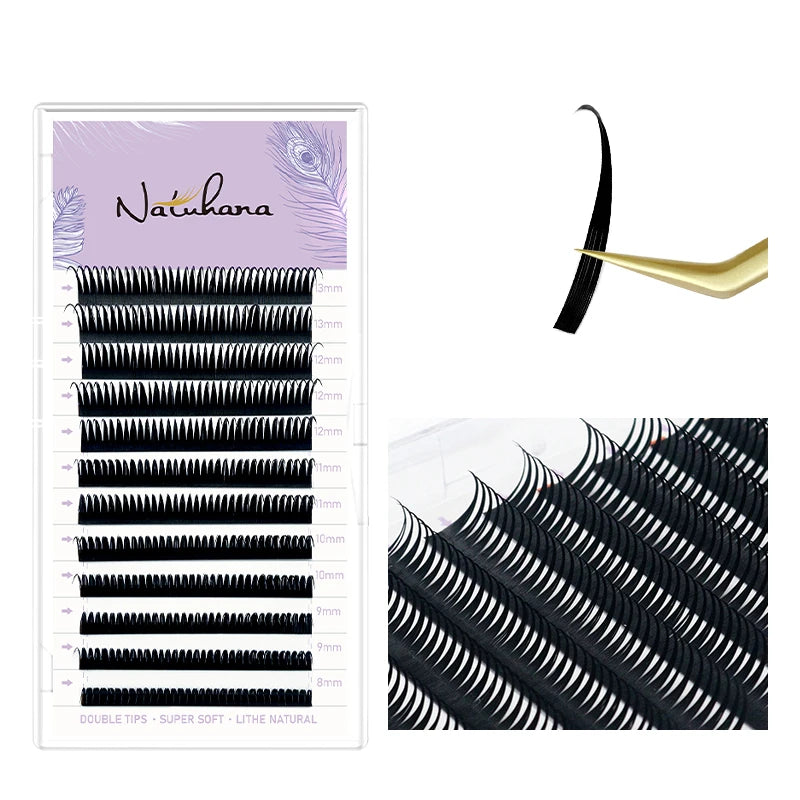 NATUHANA 5D Flora Individual Lashes Easy Fan Eyelash Extensions Qme Wet Eyelash Black C 0.07mm|11mm
