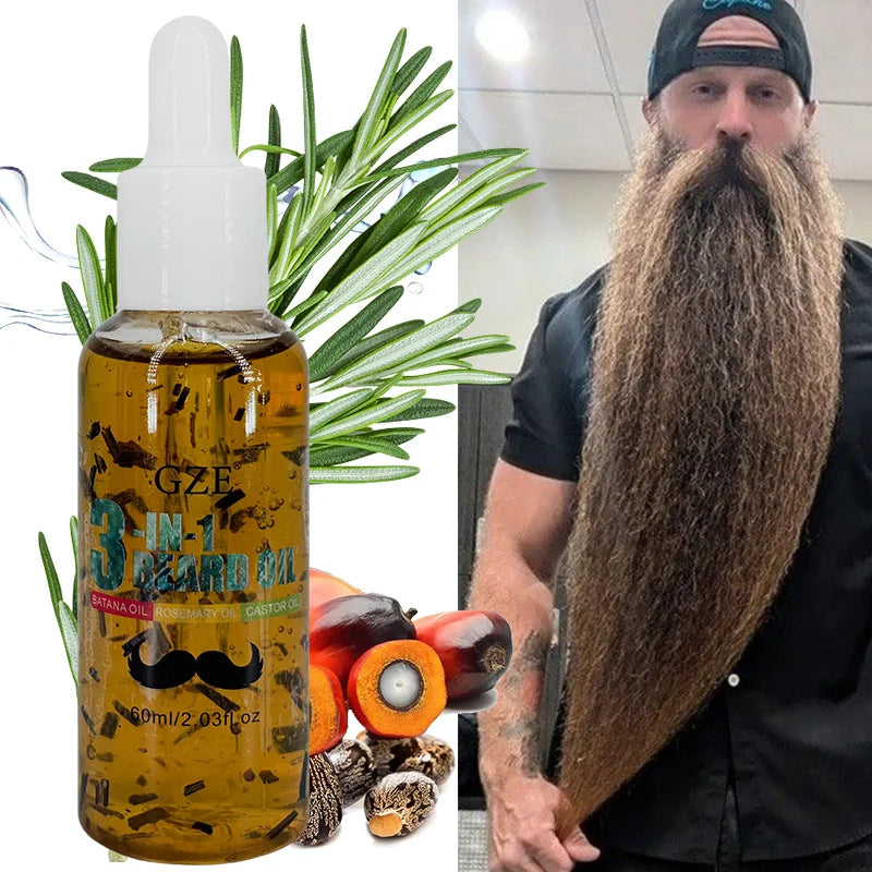 GZE 3-in-1 Beard Oil for Care - Moisturizes Beard & Conditions Skin - Eliminates Flakes - For Men with Short or Long Facial Hair Qme Default Title