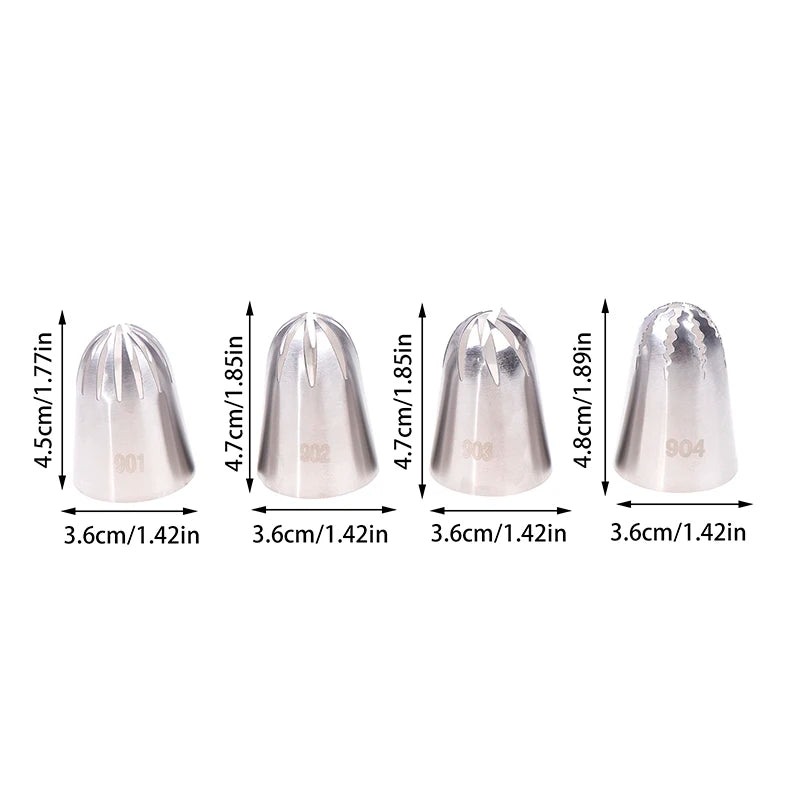 Stainless Steel Cake Decorating Tips Large Close Star Piping Nozzle Qme