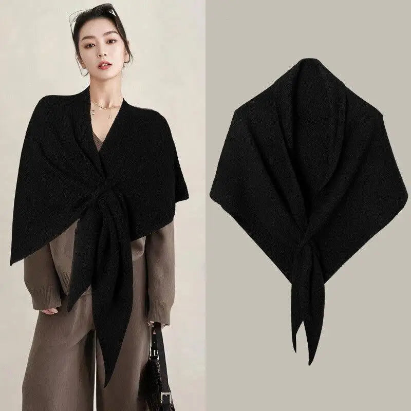 Winter Women Shawl Wraps Cardigan Cape Wool Blend Triangle Scarf Qme