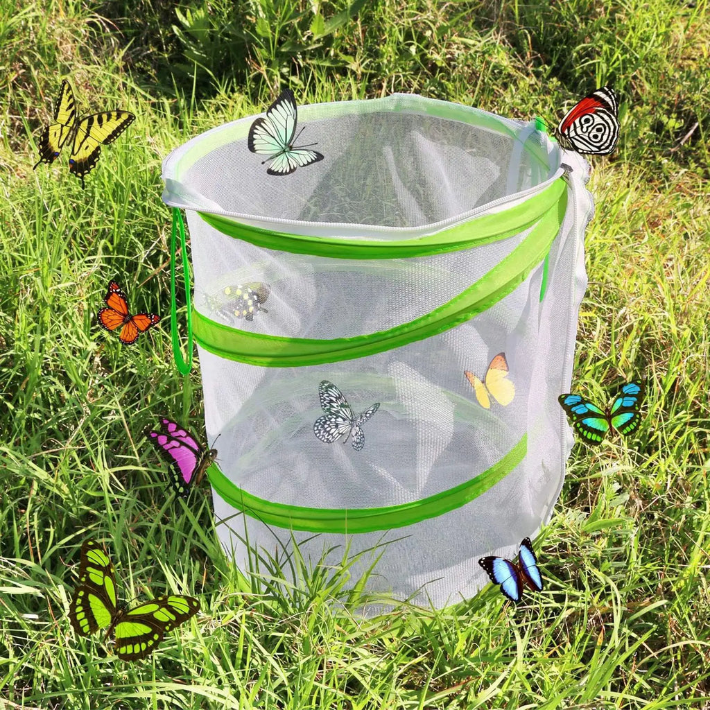 Butterfly Enclosure Mini Mesh Cage errarium Pop-up Caterpillar Habitat See Through Easier Butterfly Enclosures for Indoors Qme
