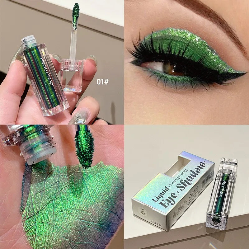 Flash Liquid Eyeliner Durable Shiny Waterproof Colored Liquid Eyeliner Eyeshadow Metallic Pearlescent Chameleon Eyeliner Makeup Qme Eyeshadow 01