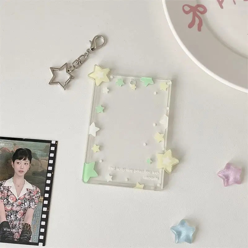 Cute Colorful Star Photocard Holder Card Idol Photo Storage Display Qme A4