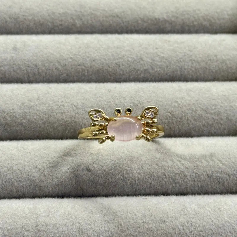 1pcs Exquisite Mini Cute Crab Charm Originality Personalized Ring Women's Simplicity Party Holiday Gift Jewelry Accessories Gift Qme Size 7 fen