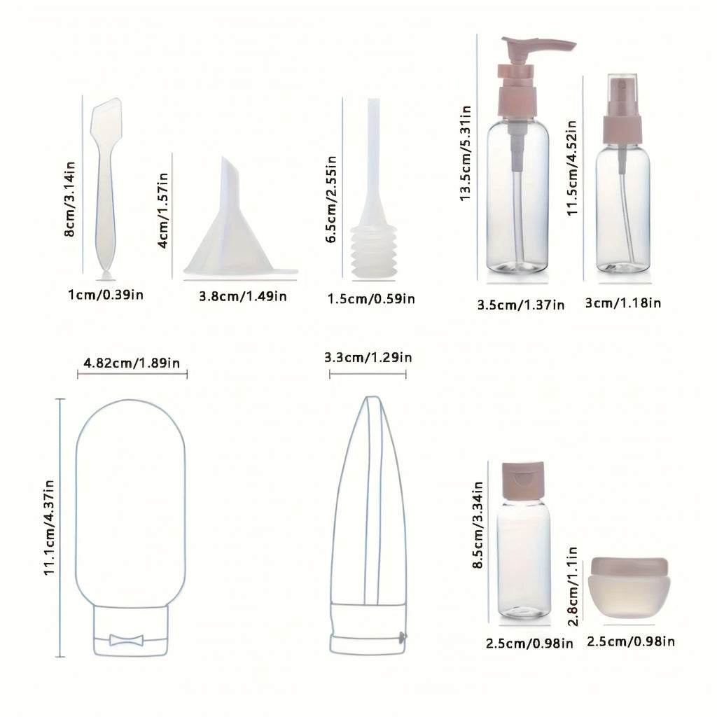 11Pcs refillable travel bottle set for toiletries, leak-proof travel size containers - travel accessories for easy packaging Qme