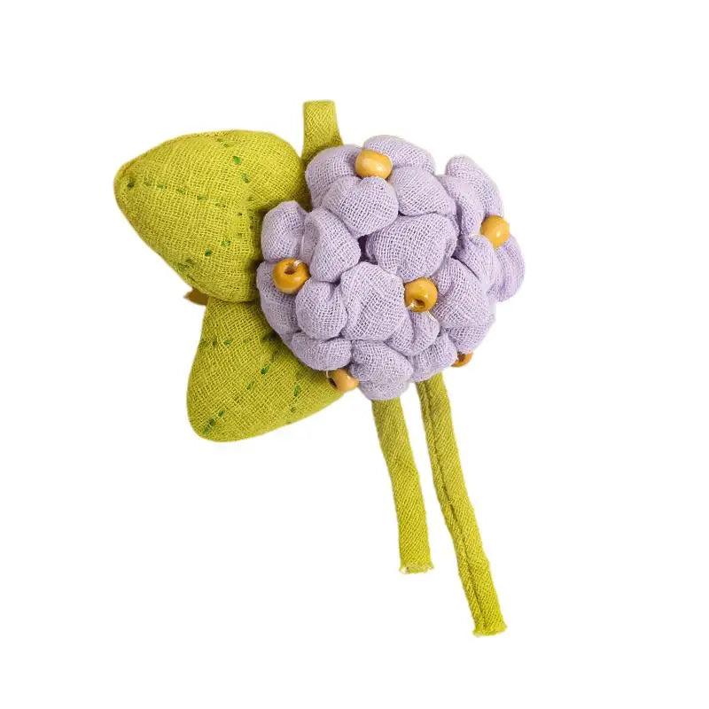 Cotton Linen Hydrangea Brooch Fabric Three-dimensional Flower Cute Qme Purple