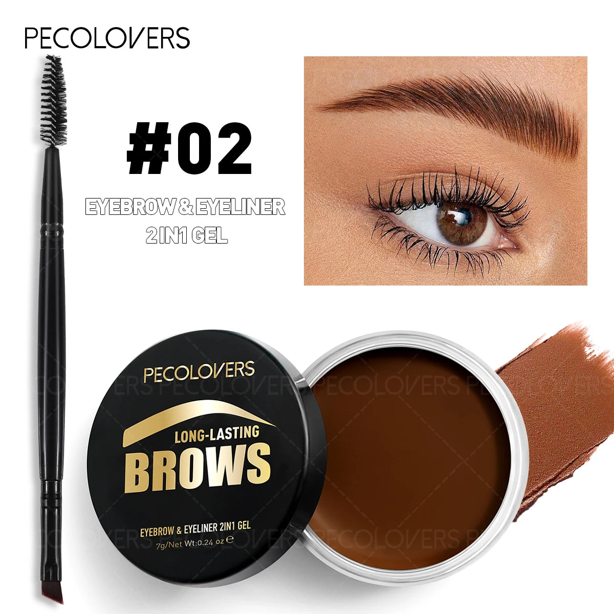 1 Brow Eyeliner Gel Soft Brush Long-lasting Eyebrow Powder Easy Qme 02