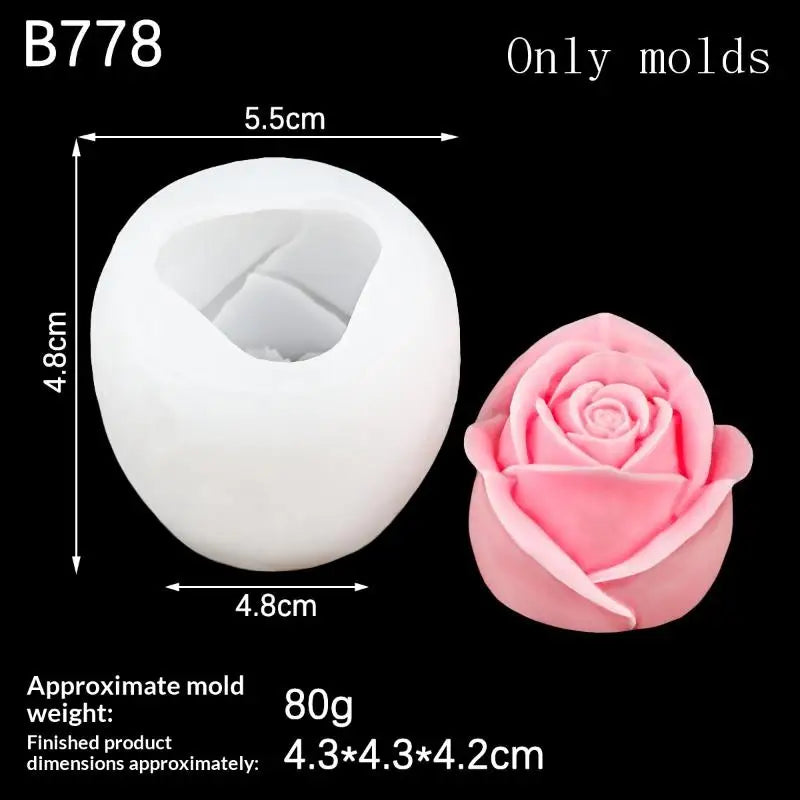 1Pcs Handmade Scented Candle Plaster Resin Molds DIY Flowers Tulip Rose Silicone Mold Cookies Chocolate Candy Baking Tool Qme A2