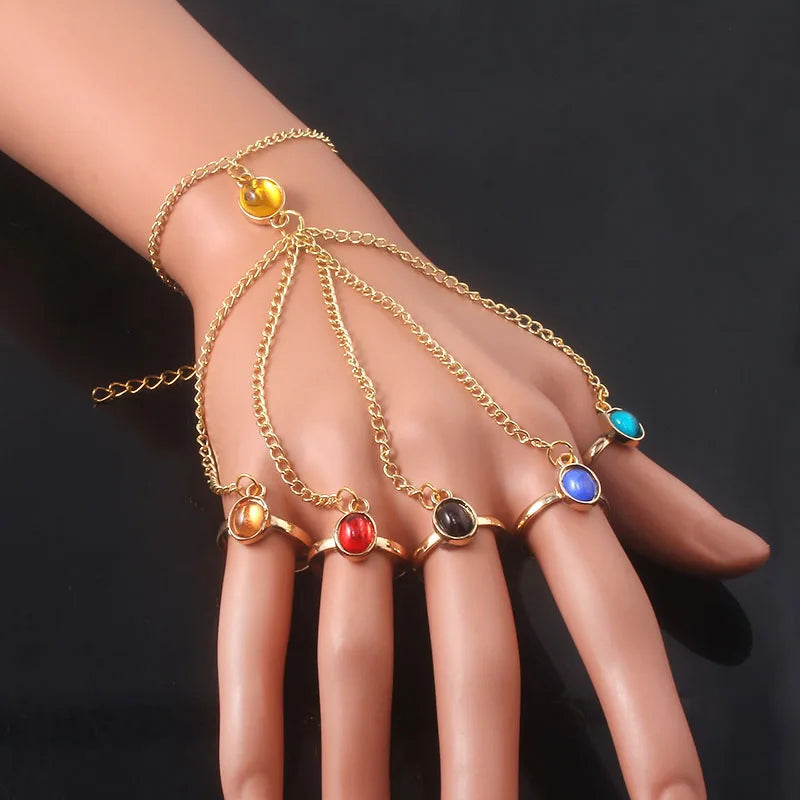 Anime Tanos Infinite Power Gem Bracelet Gloves Men's Women's Punk Gothic Ring Bracelet Street Fashion Jewelry Accessories Qme
