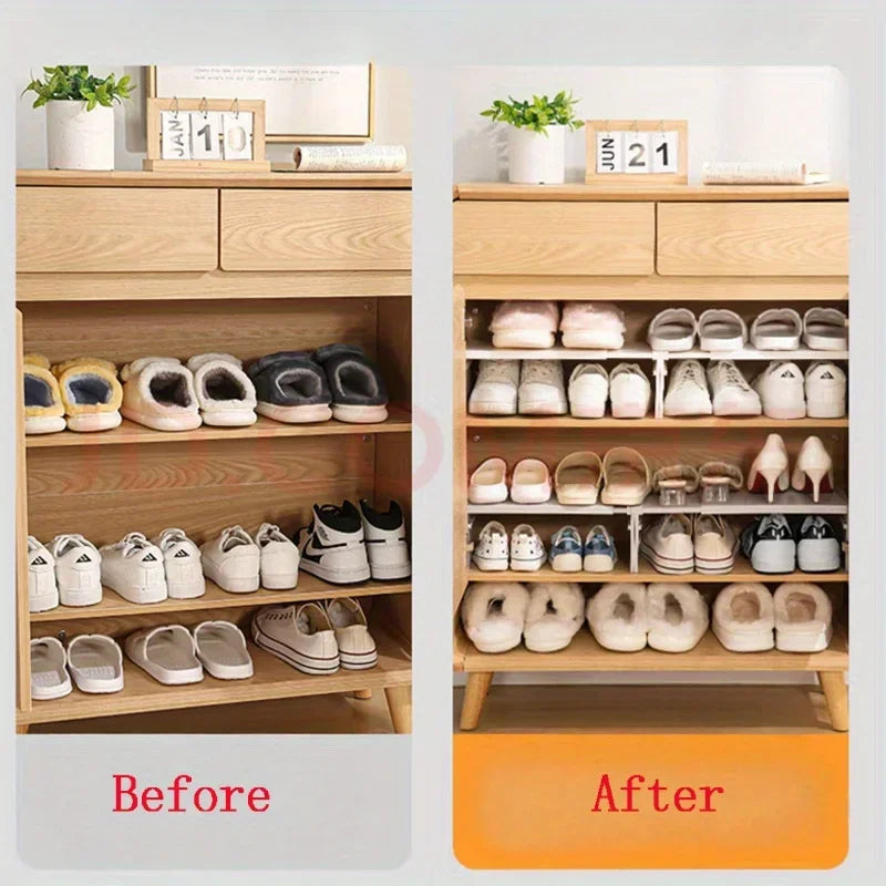 Expandable Storage Shelf, Shoe Rack with Tiered Dividers, Closet Organizer, Wardrobe Storage Cabinet, Desktop Organizer Board Qme