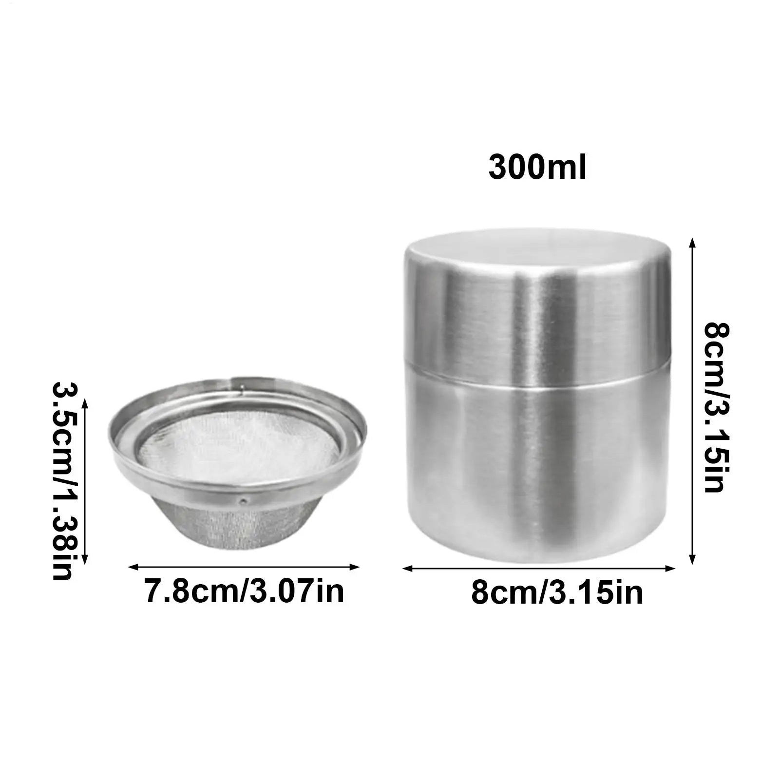 Tea Canister Stainless Steel Airtight Storage Jar Powder Sifter 40 Qme