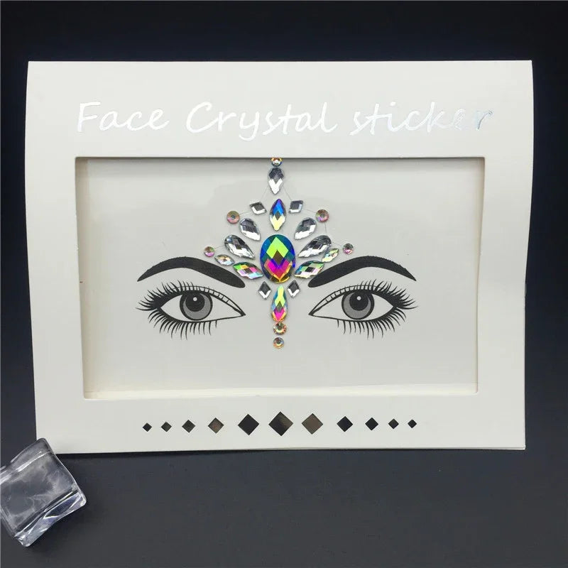 Face Gems Rhinestone Temporary Tattoo Jewels Festival Party Body Eyes Glitter Stickers Flash Mermaid Temporary Tattoos Sticker Qme