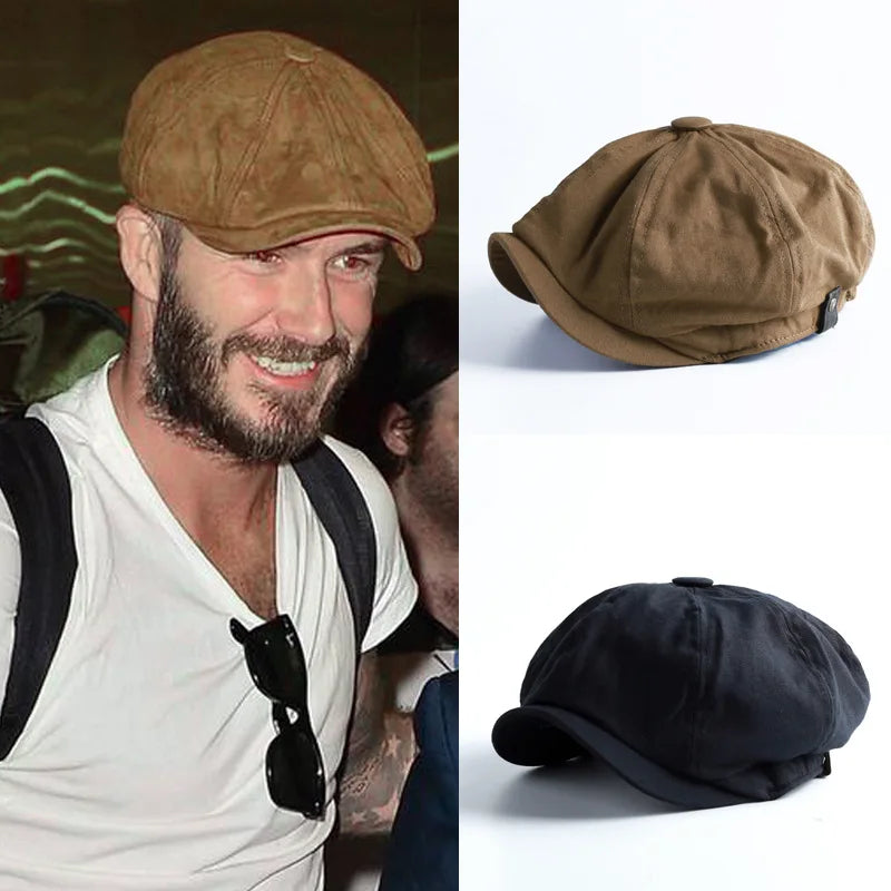 Male British Cotton Versatile Retro Newsboy Octagonal Hat Korean Tide Qme