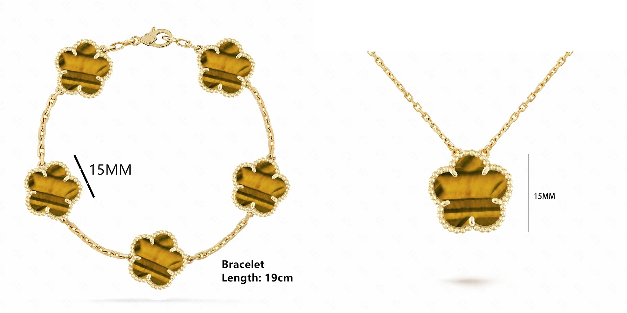 INS Selling Natural Stone Five Leaf Flower Bracelet Necklace Jewelry