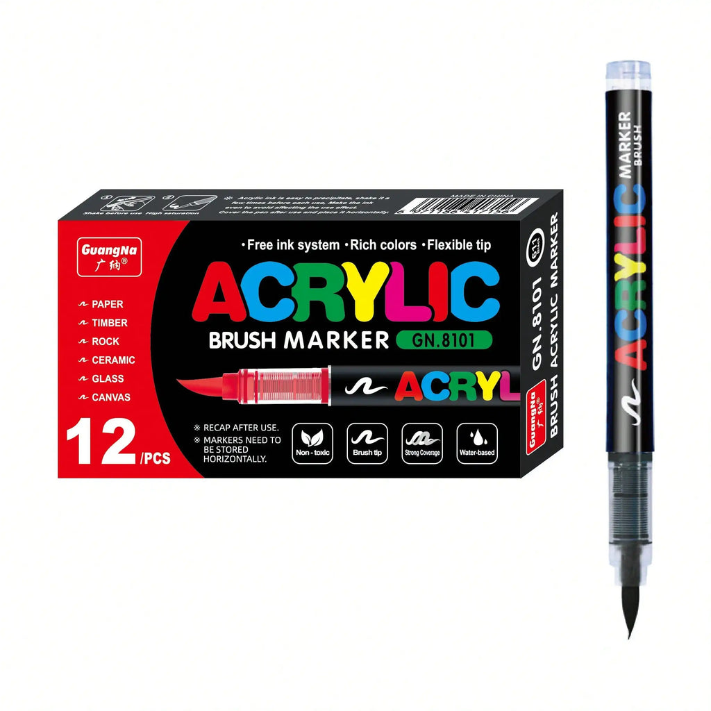 12 Black/White Acrylic Markers Soft Head Markers Painted Wood Ceramic Festival DIY Box Gfit Marker Set Festival Art Supply Qme