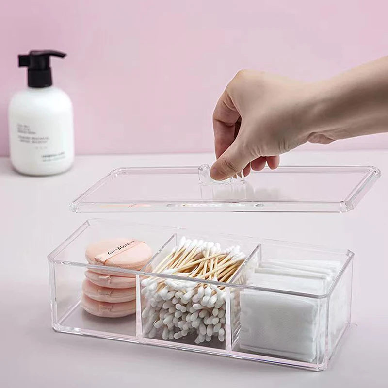 Cotton Pad Storage Box Desktop Acrylic Organizer Transparent Cosmetic Qme