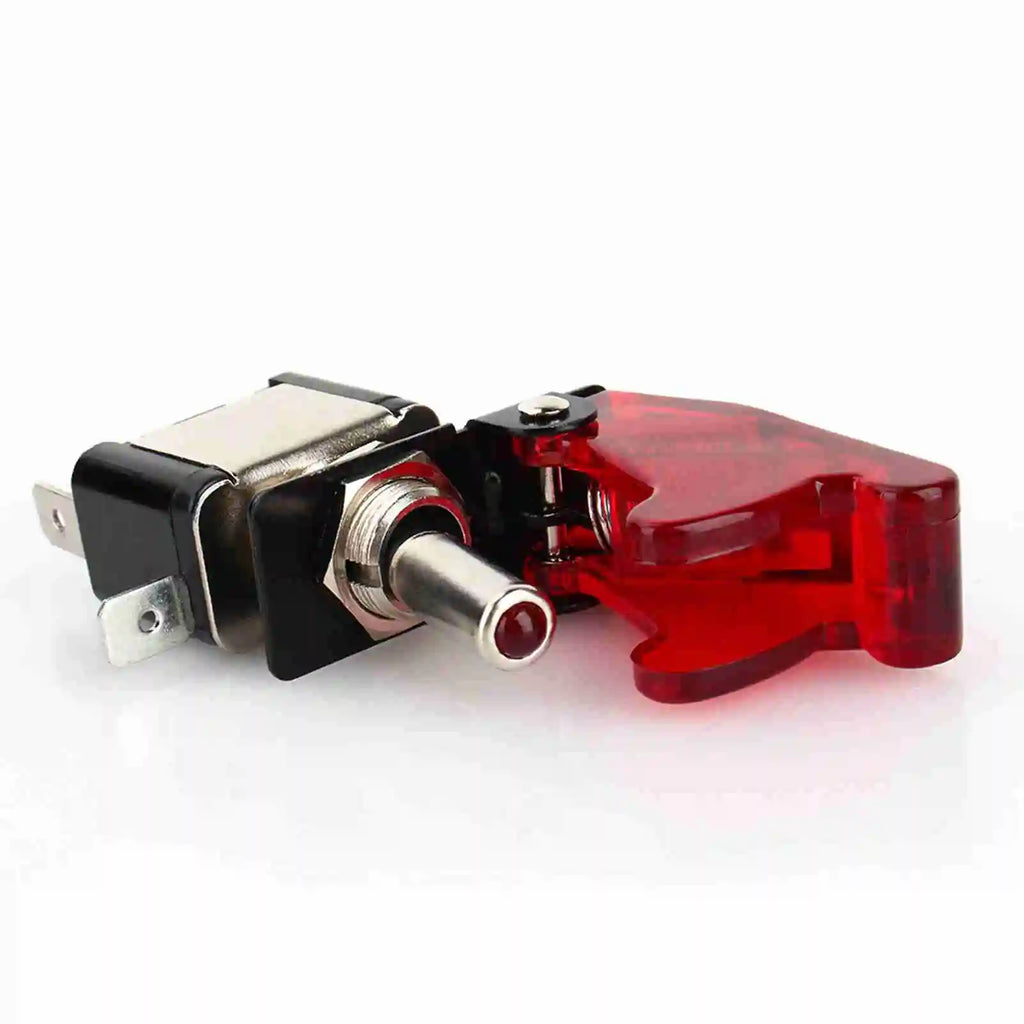 12V 20A Car SPST Dome Fog Light Rocker Toggle ON/OFF SPST LED Red Cover LED Light On/Off LED Light Toggle Qme