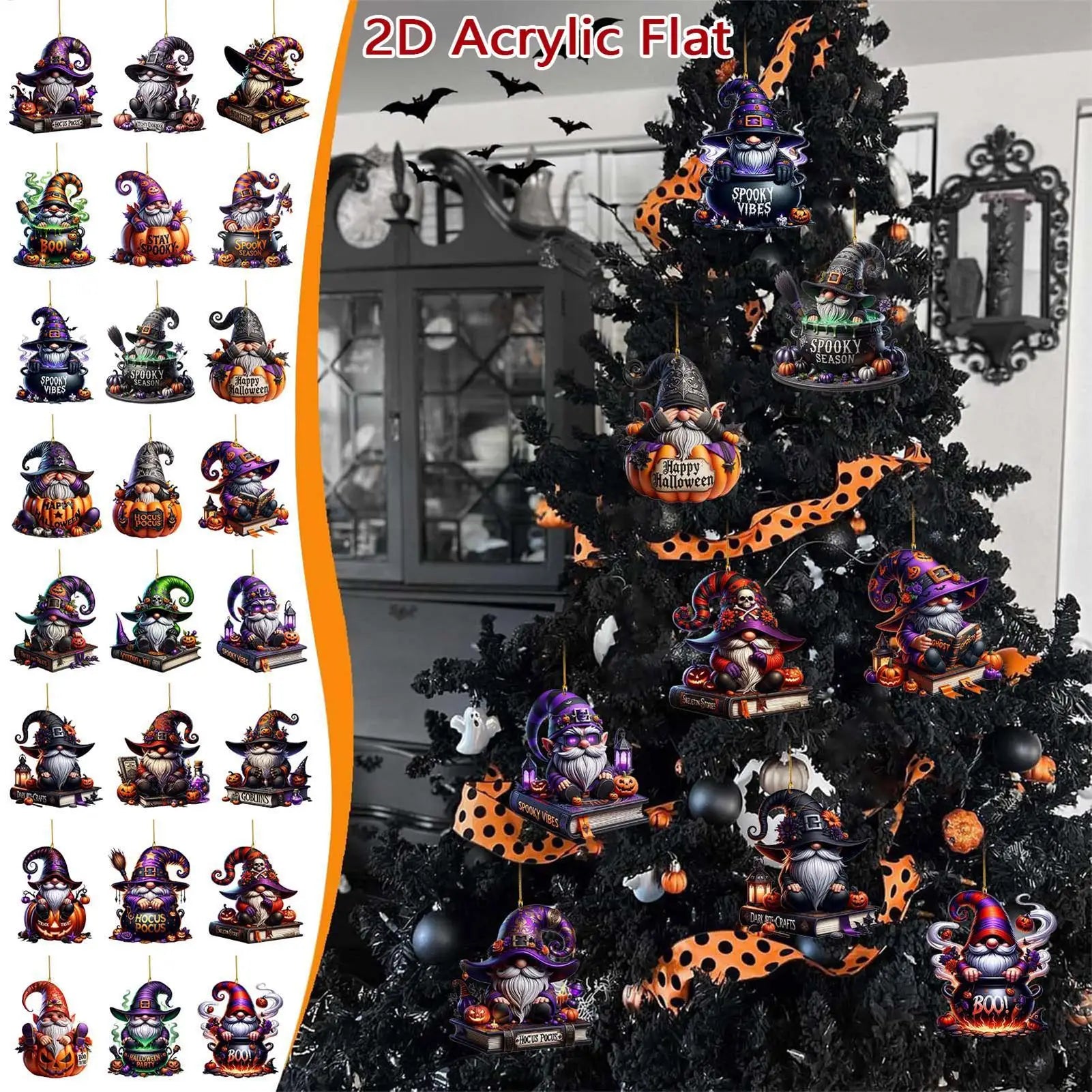 Halloween Countdown Calendar Advent 2D Acrylic Toy Figures Holiday Qme