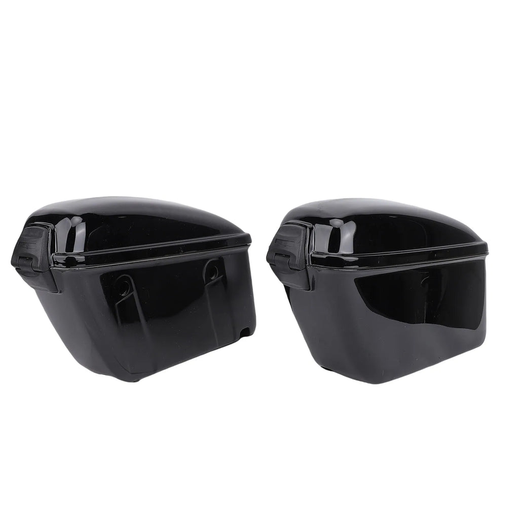 1Pair of Universal 22L Motorcycle Hard Saddle Bags with Lock Rugged ABS Motorcycle Trunk Side Storage Carrier Glossy Black Qme