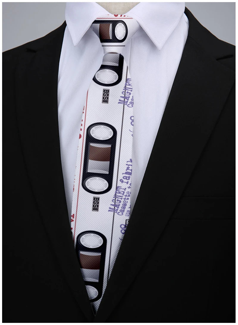 Interesting Old-fashioned Cassette Music Tape Tie Design Irregular Qme