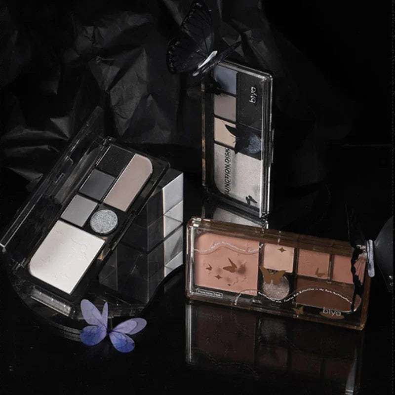 6 Color Black Smokey Eyeshadow Pallets Face Matte Contour Blush Powder All-in-One Makeup Pigments Shimmer Women Cosmetics Korean Qme