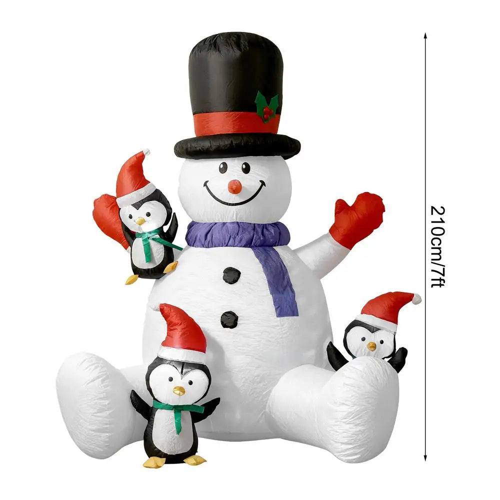 Christmas Snowman Blow Up Inflatable Festival RGB LED Lights Decor With 3 Penguins Blow Up Christmas Sitting Snowman For Indoor Qme AU China Mainland