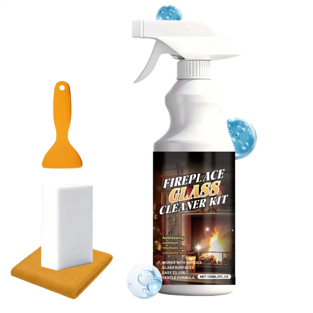 Fireplace Glass Cleaner Heavy-Duty Cleaning Agent 150ml Fireplace Glass Hearth Cleaner for Steel Grates Screen Brick Tile Marble Qme