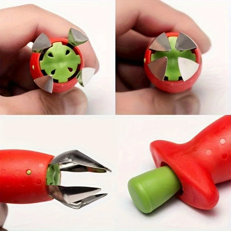 Manual Stainless Steel Tools/ABS Handle/No Electricity/Remove Tops From Fruits and Vegetables/Ideal for Tomatoes, Strawberries Qme