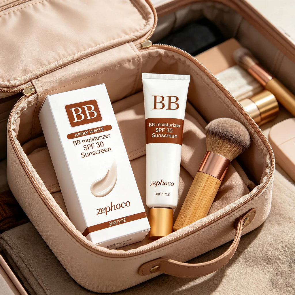zephoco BB Cream Sunscreen SPF30 Anti Sun Moisturizing Blemish Cover Lasting Even Skin Tone Three-Dimensional Makeup Foundation Qme