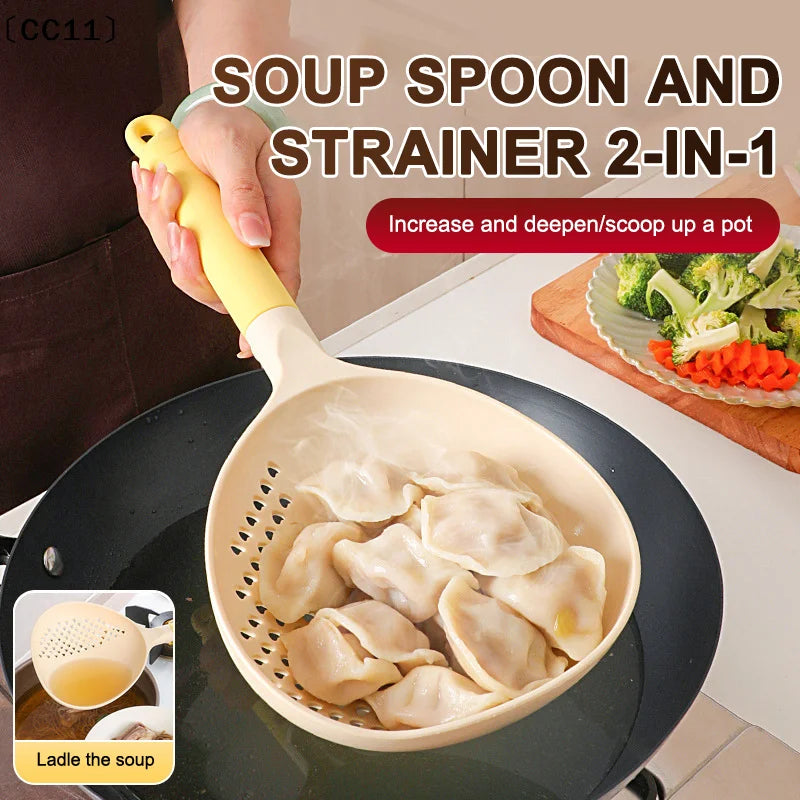 2in1 Soup Ladle Colander Big Heat Resistant Kitchen Strainer Qme