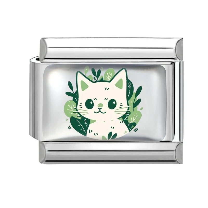 Fashion Kawaii Cute Dolphin Crab Cats Italian Charm Link Fit 9mm Bracelet Stainless Steel Jewelry DIY Making Gift for Women Girl Qme Style 3