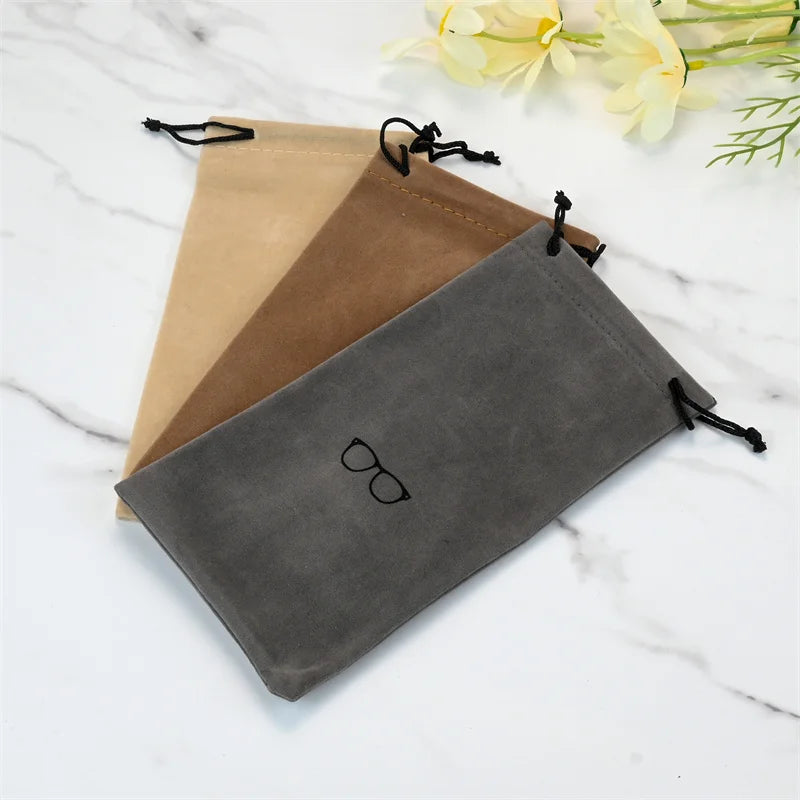 Fashion Portable Glasses Case Eyewear Accessories Soft Eyeglasses Bag Sunglasses Bags Solid Color Drawstring Pouch Bags Qme