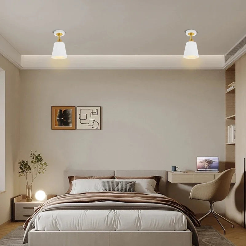 Modern Rotatable Aisle Ceiling Light Lamps for Corridor Balcony Cloakroom Entrance Hallway Led Indoor Lighting Iron Horn Shaped Qme
