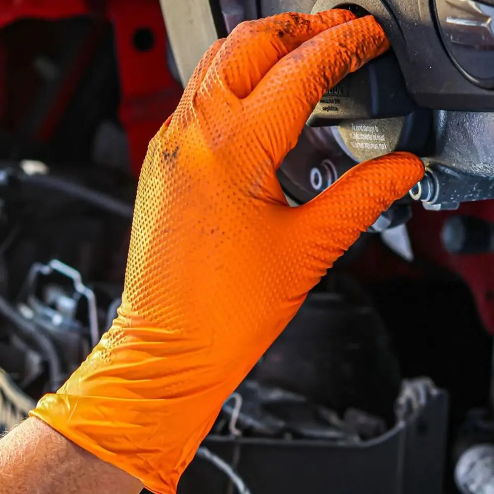 New Heavy Duty Nitrile Work Gloves Orange Disposible Latex Free PVC Gloves for Car Industry Gardening Care Cooking Tools Qme