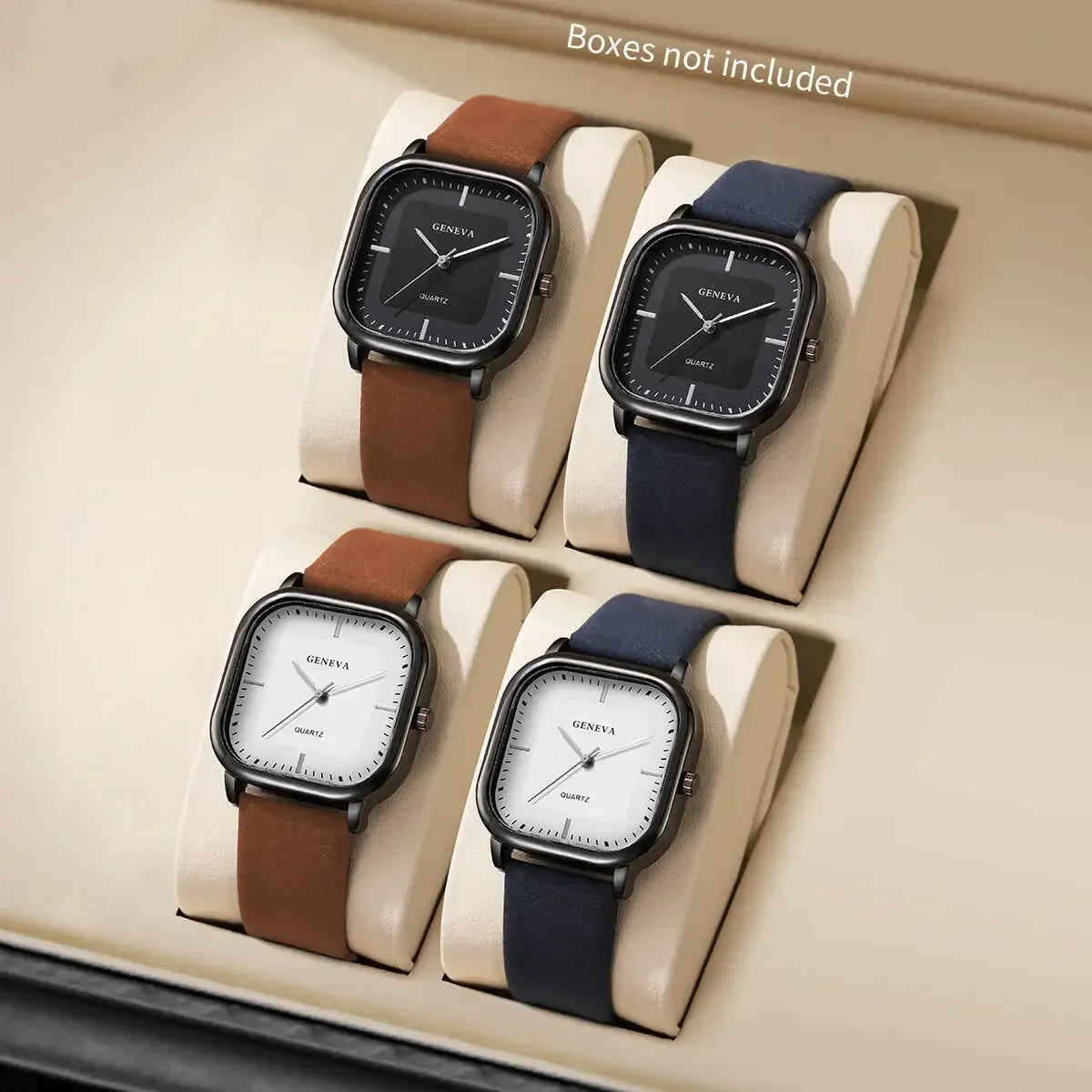 Square Watch: Unisex, Fashionable Quartz Watch with Minimalist & Trendy Design, Faux Leather Accents and Alloy Material Qme