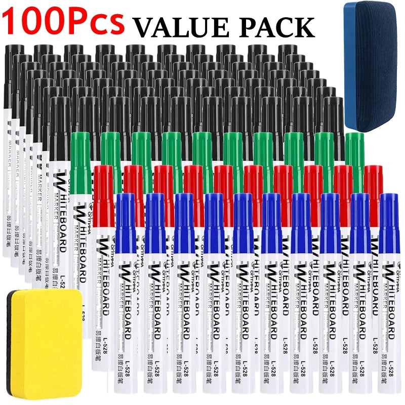 1/20/100Pcs Erasable Whiteboard Marker Pen Blackboard Marker for Classroom Glass Office School Stationery White Board Marker Qme