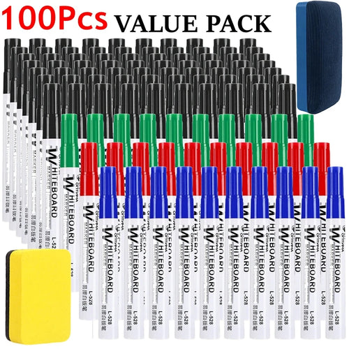 1/20/100Pcs Erasable Whiteboard Marker Pen Blackboard Marker for Classroom Glass Office School Stationery White Board Marker Qme