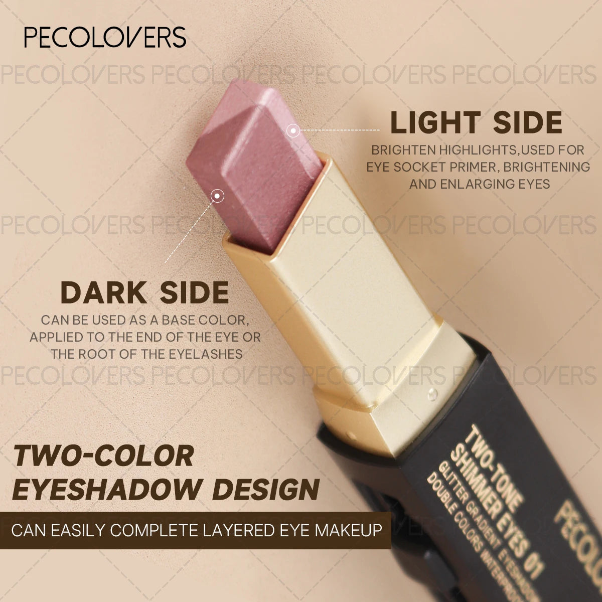 Two Shades Glitter Eyeshadow Stick Pigmentation 6 Option Gradient Qme
