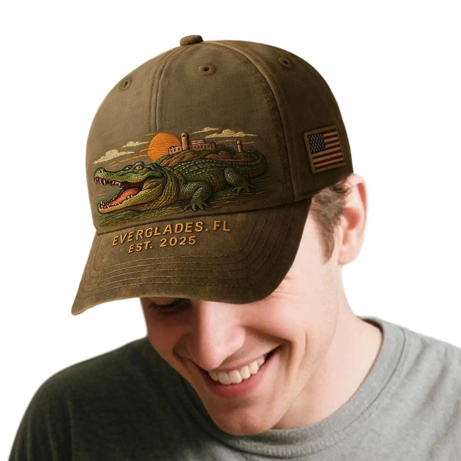 Baseball Hat Alligator Design Dad Hats For Men Wide Brim Sun Protection Headwear For Hiking Work Casual Fitness Golf Outdoor Qme