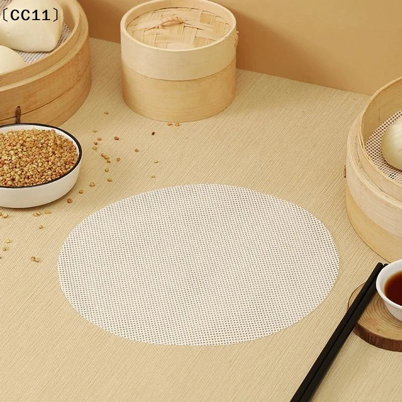 Reusable Silicone Non-stick Steamer Cloth Liners Round Steaming Mat Qme