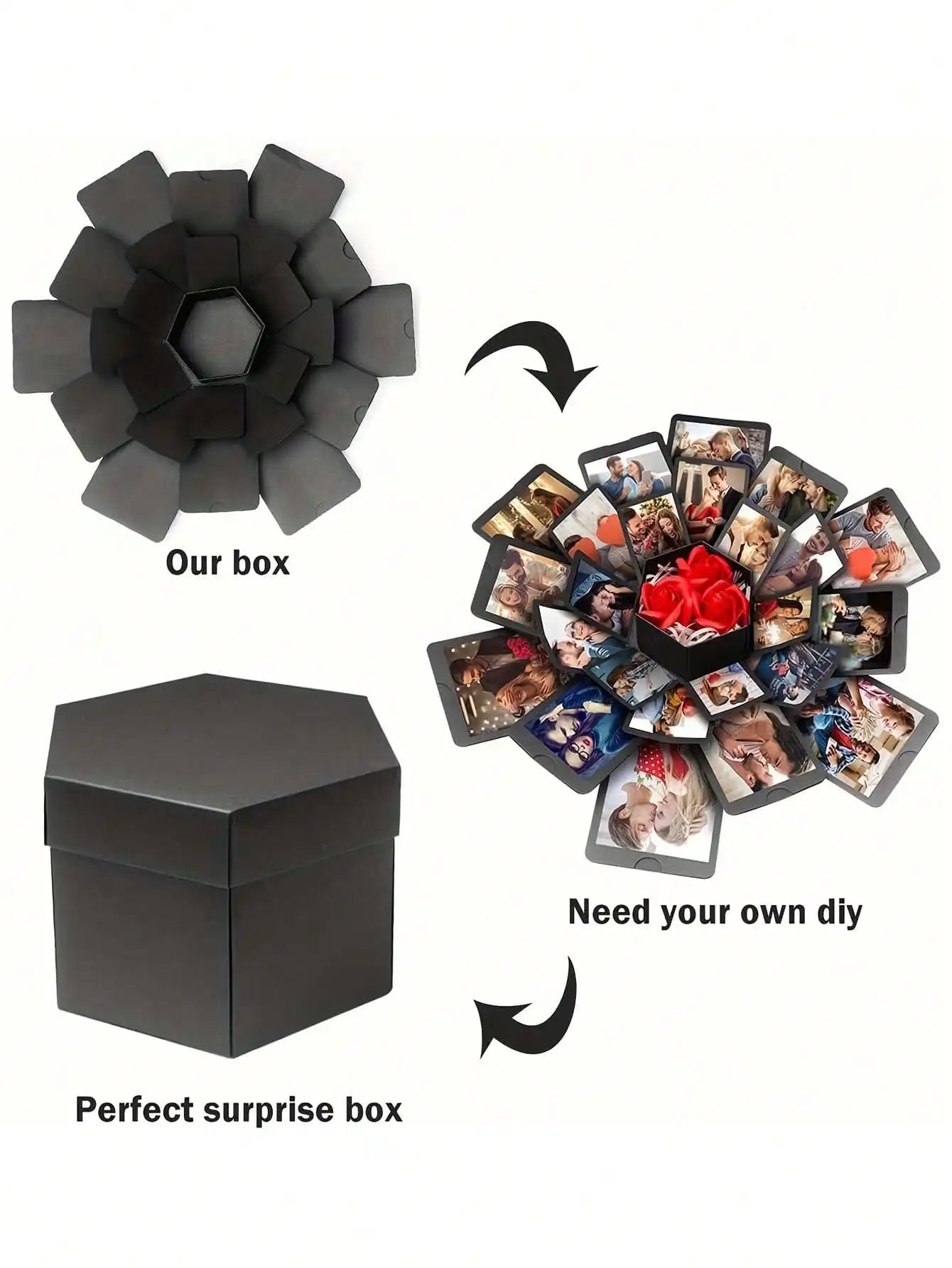 Hexagonal DIY Handmade Photo Album Surprise Confession Box Perfect Qme