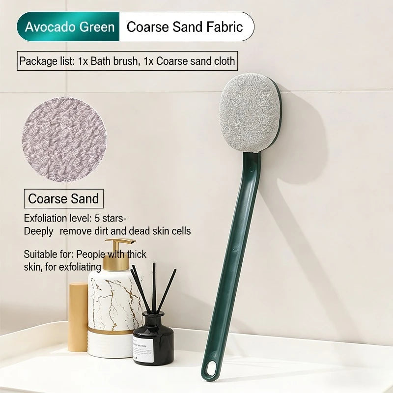 Long Handle Back Scrubber Brush Soft Bristles Exfoliating Massaging Qme Avocado Green