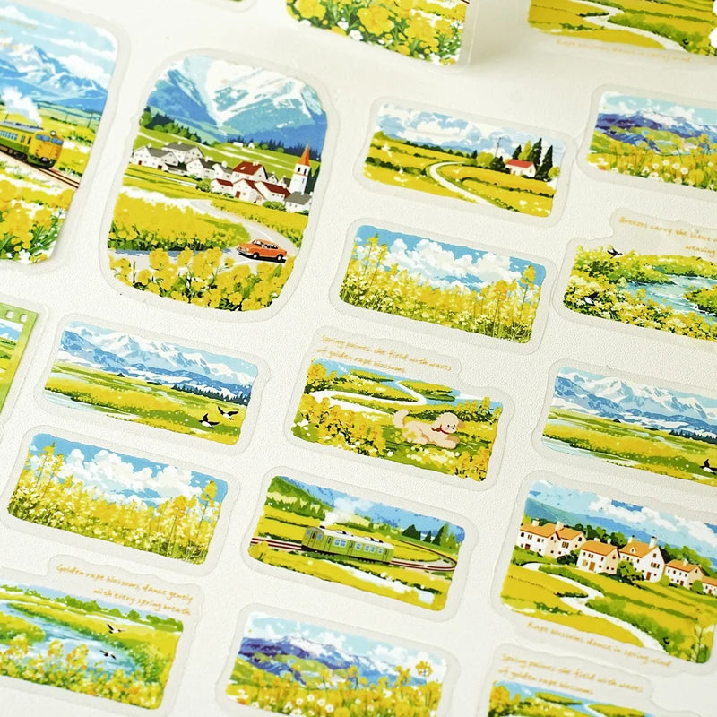 TIANZI 30 sheets City Landscape PET Stickers Pack for Art Collage Junk Journal DIY Scrapbooking Aesthetic Stationery Collection Qme