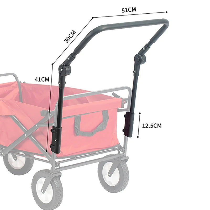 Foldable Folding Cart Push Handle Wagon Cart Equipment Black Lightweight Extendable Cart Trolley Handle Accessories For Camping. Qme
